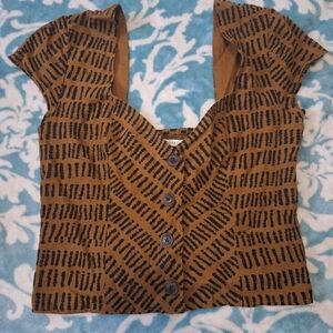 Urban Outfitters Brown and Black Patterned Crop Top